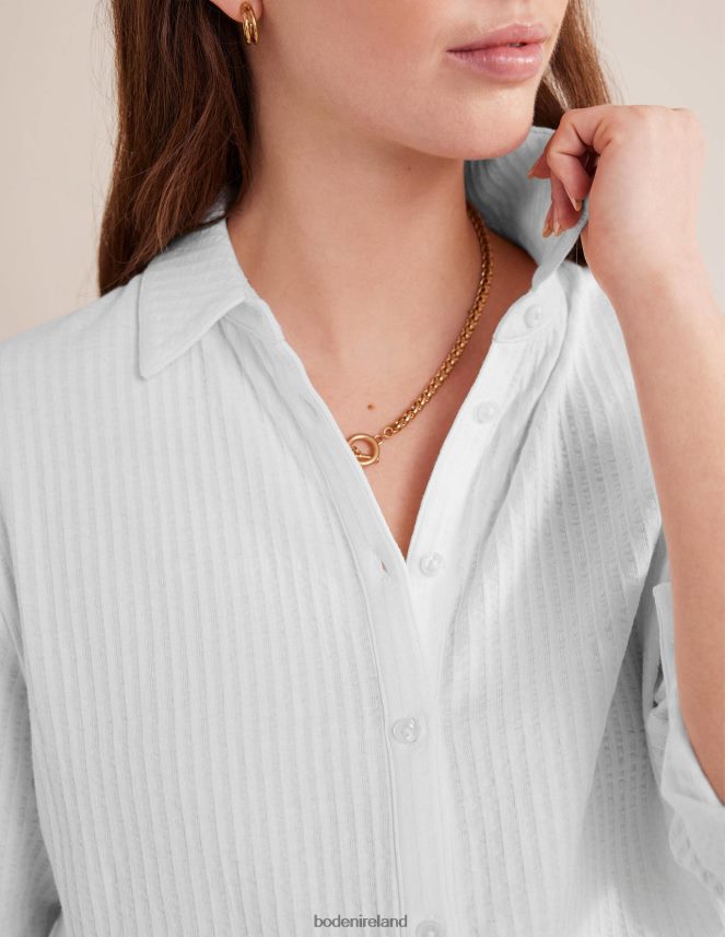 White Clothing Textured Jersey Shirt Boden Women L466L61252