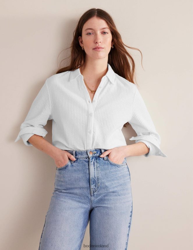 White Clothing Textured Jersey Shirt Boden Women L466L61252