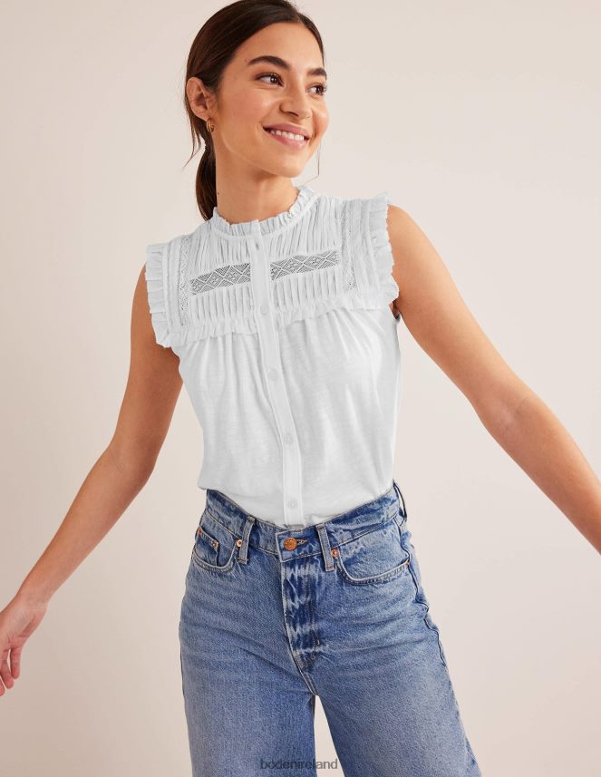 White Clothing Yoke Detail Jersey Shirt Boden Women L466L61094
