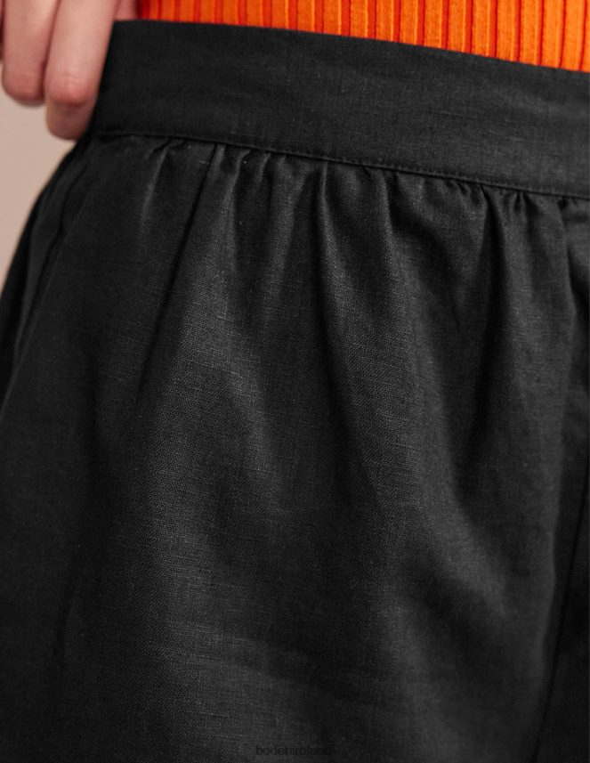 Black Clothing Pull-on Linen Shorts Boden Women L466L6612