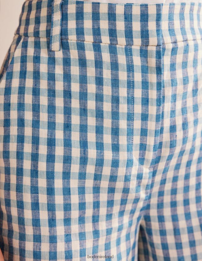 Blue Gingham Clothing Tailored Linen Shorts Boden Women L466L6604