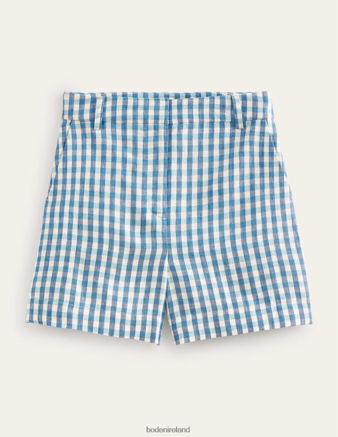 Blue Gingham Clothing Tailored Linen Shorts Boden Women L466L6604