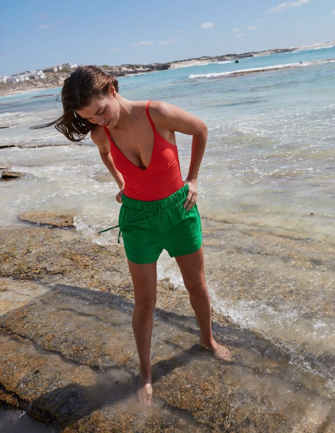 Bright Green Clothing Tie Waist Cheesecloth Shorts Boden Women L466L61241