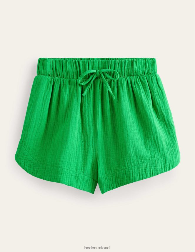 Bright Green Clothing Tie Waist Cheesecloth Shorts Boden Women L466L61241