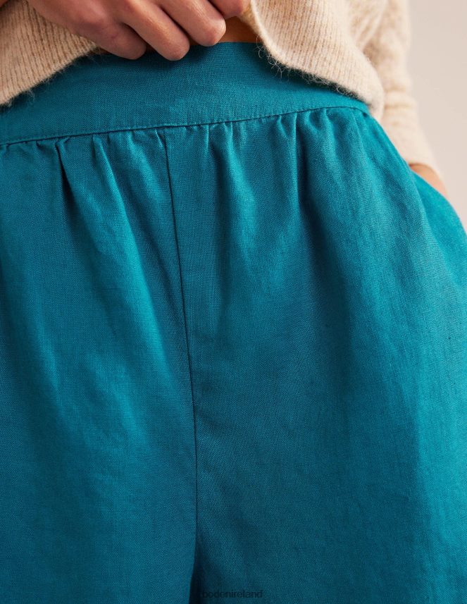 Crystal Teal Clothing Pull-on Linen Shorts Boden Women L466L61385