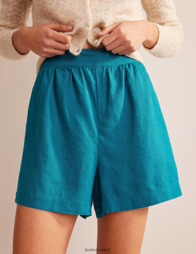 Crystal Teal Clothing Pull-on Linen Shorts Boden Women L466L61385