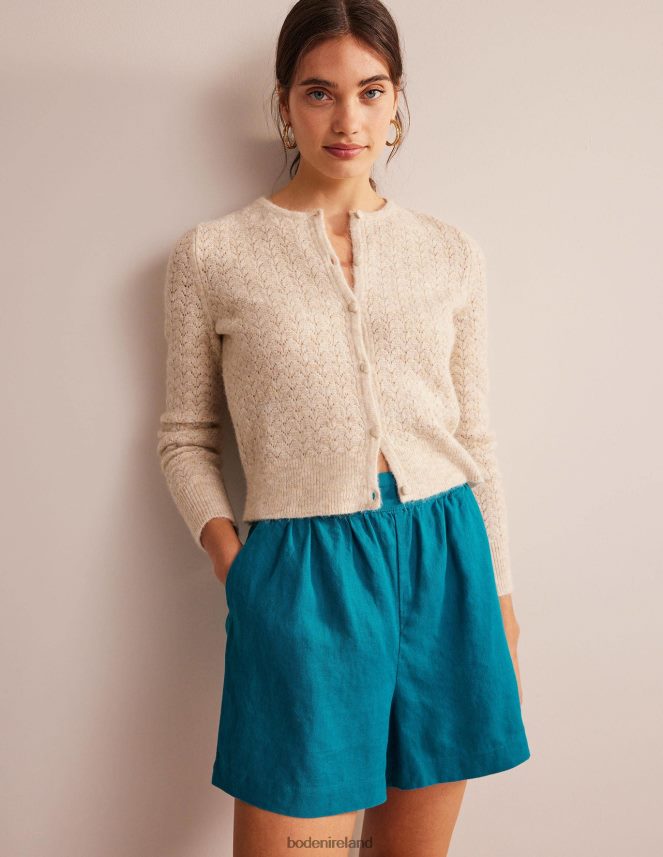 Crystal Teal Clothing Pull-on Linen Shorts Boden Women L466L61385