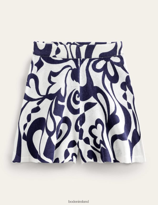 Ink Pot & Ivory Bloom Azure Clothing Knitted Shorts Boden Women L466L61081