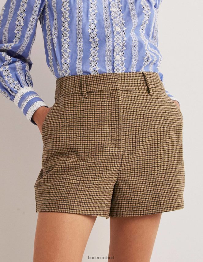 Mini Brown Dogstooth Clothing High Waist Shorts Boden Women L466L62033