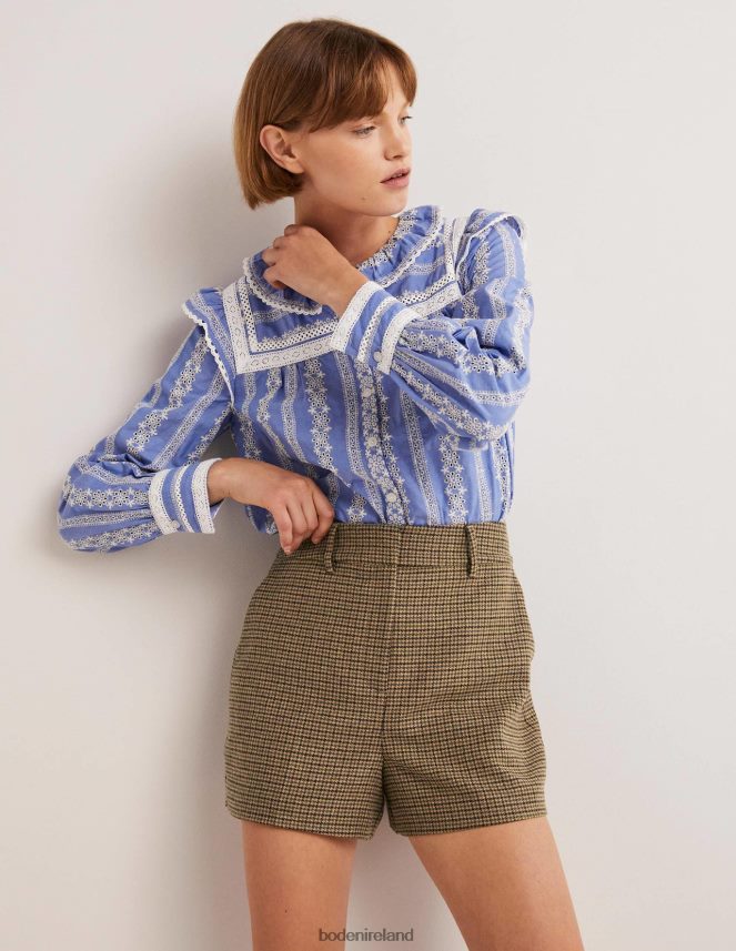 Mini Brown Dogstooth Clothing High Waist Shorts Boden Women L466L62033