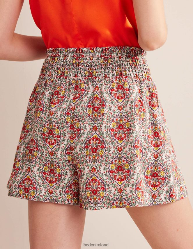 Multi & Vine Terrace Clothing Linen Shirred Waist Shorts Boden Women L466L61317