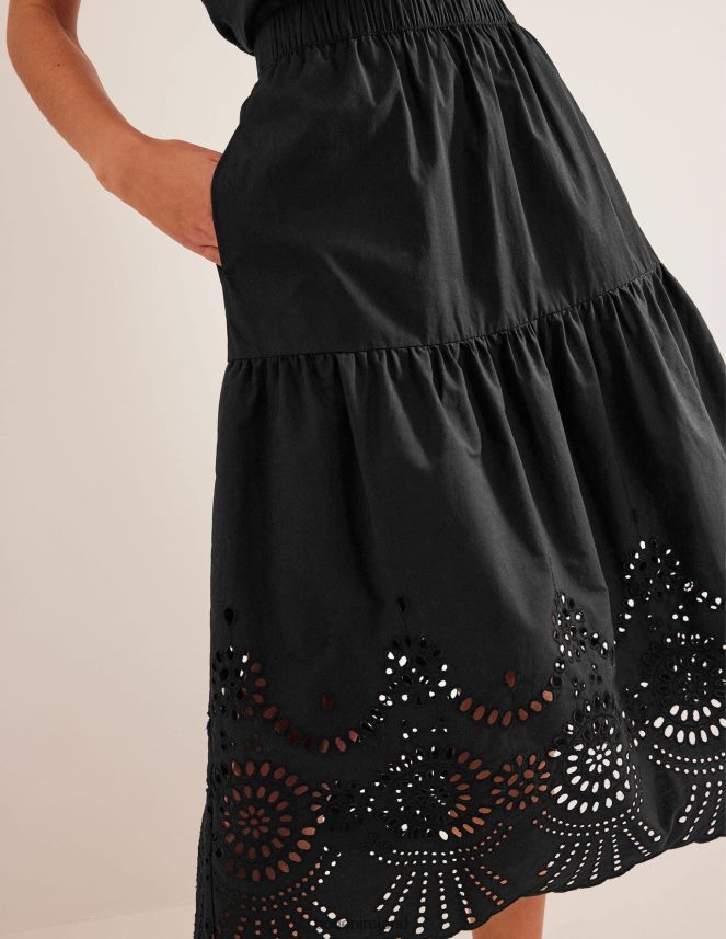 Black Clothing Full Broderie Skirt Boden Women L466L61161