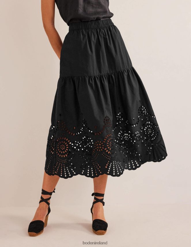 Black Clothing Full Broderie Skirt Boden Women L466L61161