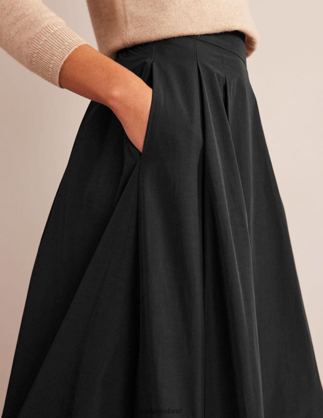 Black Clothing Taffeta Pull-on Midi Skirt Boden Women L466L6641