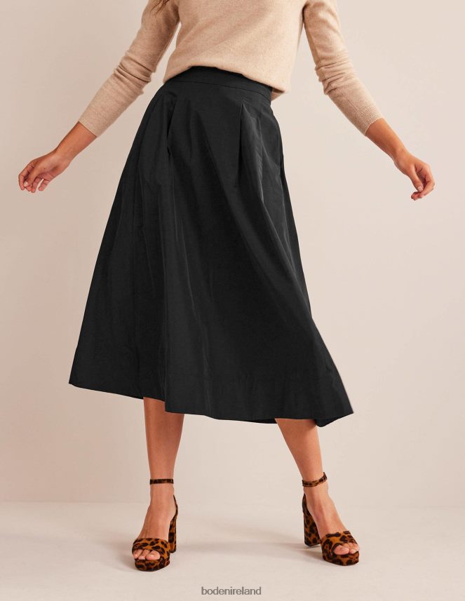 Black Clothing Taffeta Pull-on Midi Skirt Boden Women L466L6641