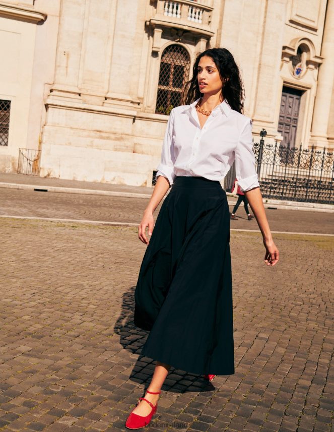 Black Clothing Taffeta Pull-on Midi Skirt Boden Women L466L6641