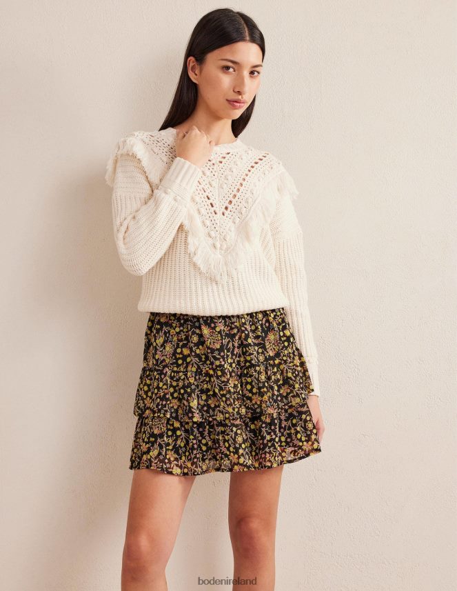 Black & Wildflower Paisley Clothing Ruffle Mini Skirt Boden Women L466L62223