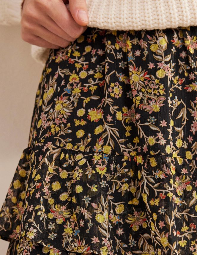 Black & Wildflower Paisley Clothing Ruffle Mini Skirt Boden Women L466L62223