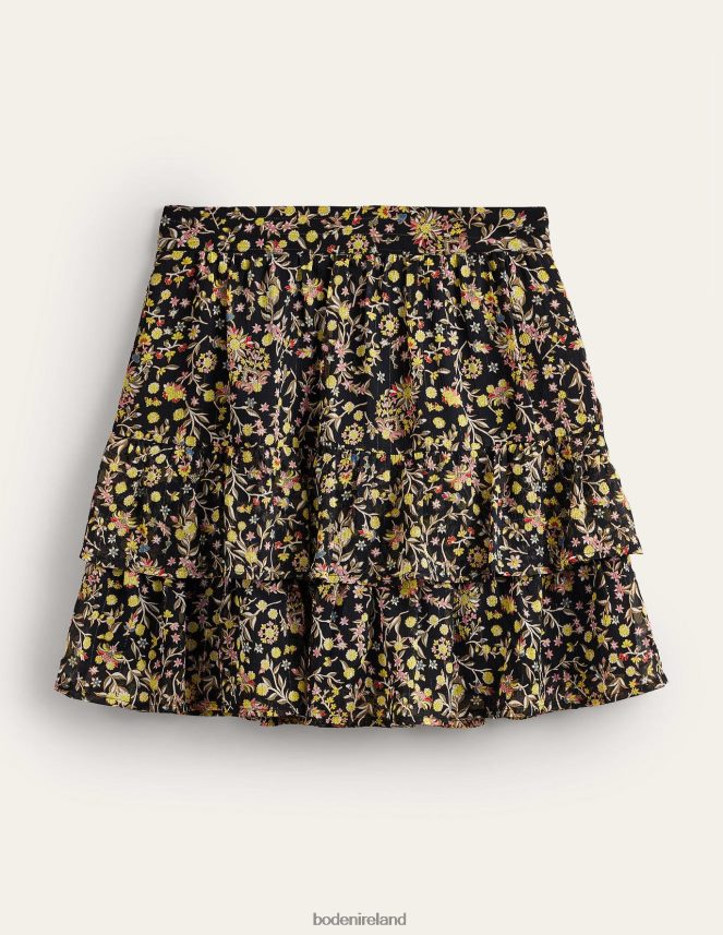 Black & Wildflower Paisley Clothing Ruffle Mini Skirt Boden Women L466L62223