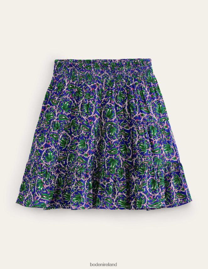 Blue Wave & Botanic Vine Clothing Crinkle Mini Skirt Boden Women L466L61251