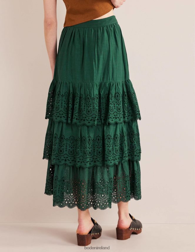 Chatsworth Green Clothing Broderie Cotton Maxi Skirt Boden Women L466L61187