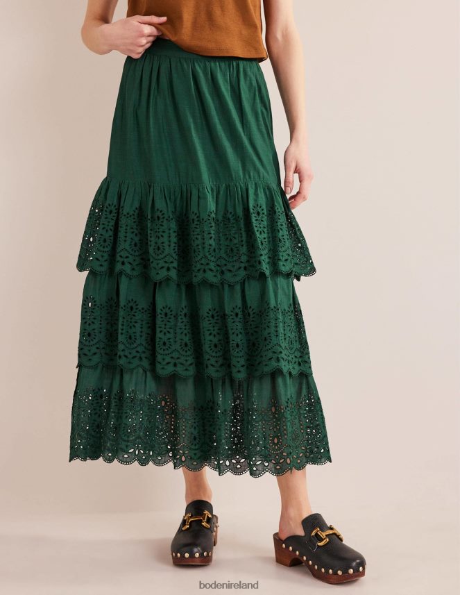 Chatsworth Green Clothing Broderie Cotton Maxi Skirt Boden Women L466L61187