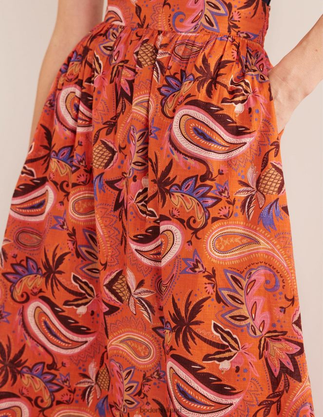 Coral & Paradise Paisley Clothing Tiered Cotton Maxi Skirt Boden Women L466L61231