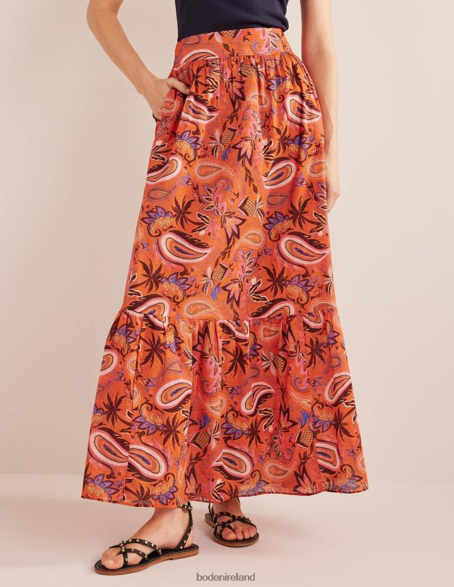Coral & Paradise Paisley Clothing Tiered Cotton Maxi Skirt Boden Women L466L61231