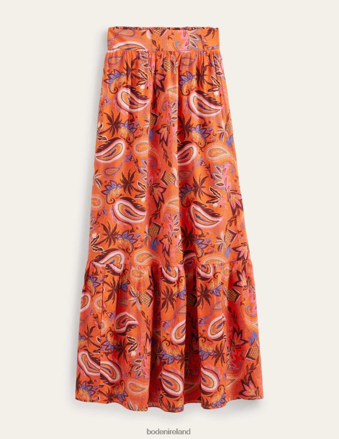 Coral & Paradise Paisley Clothing Tiered Cotton Maxi Skirt Boden Women L466L61231