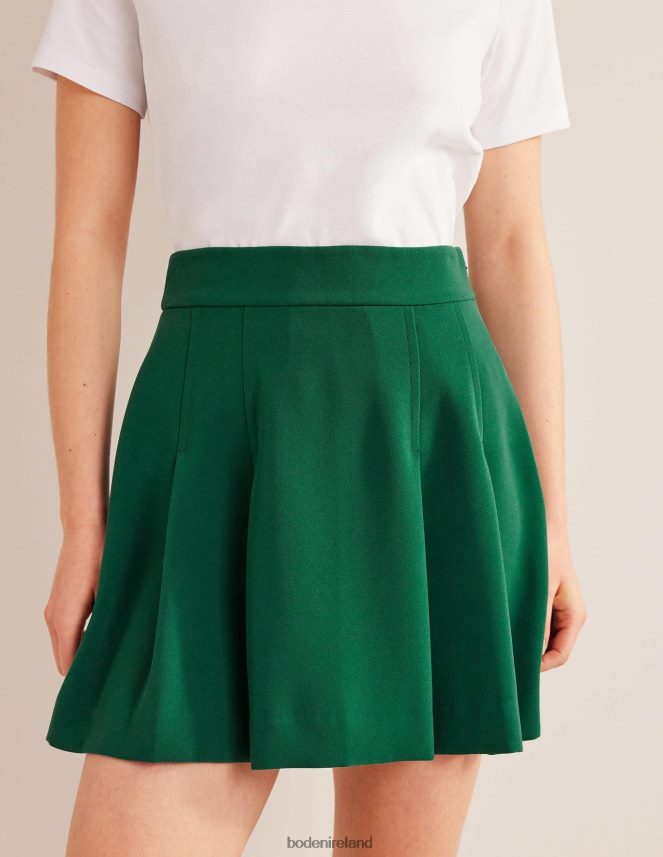 Emerald Green Clothing Pleated Crepe Mini Skirt Boden Women L466L61981