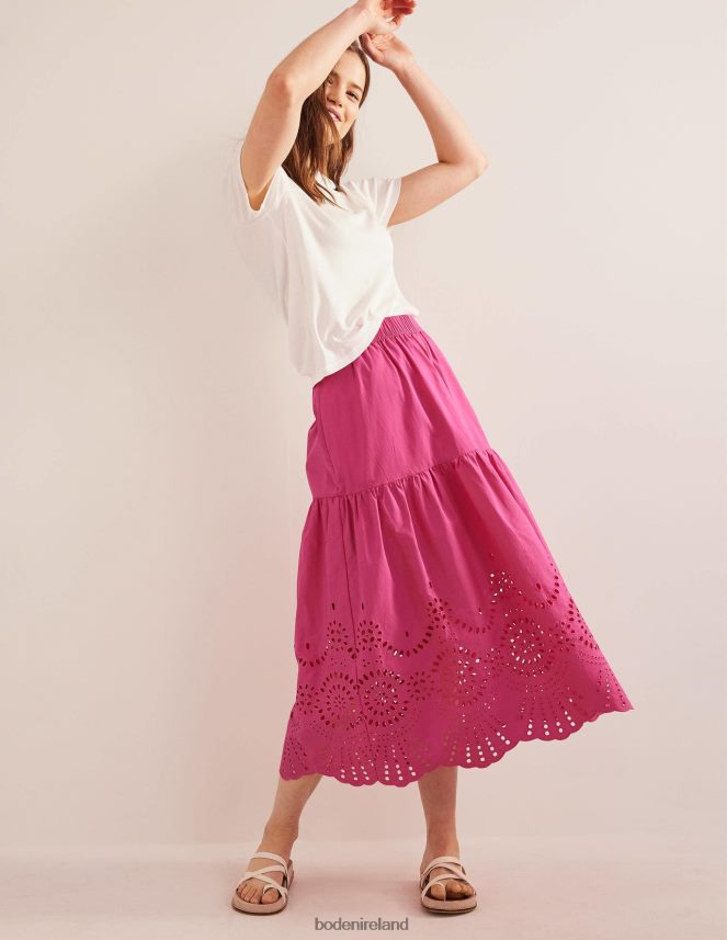 Festival Pink Clothing Full Broderie Skirt Boden Women L466L61426