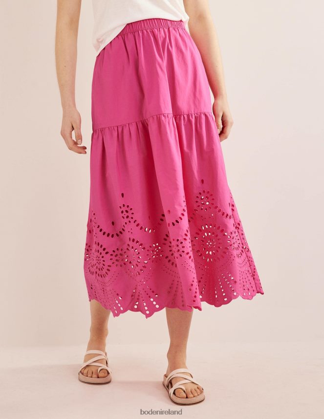 Festival Pink Clothing Full Broderie Skirt Boden Women L466L61426