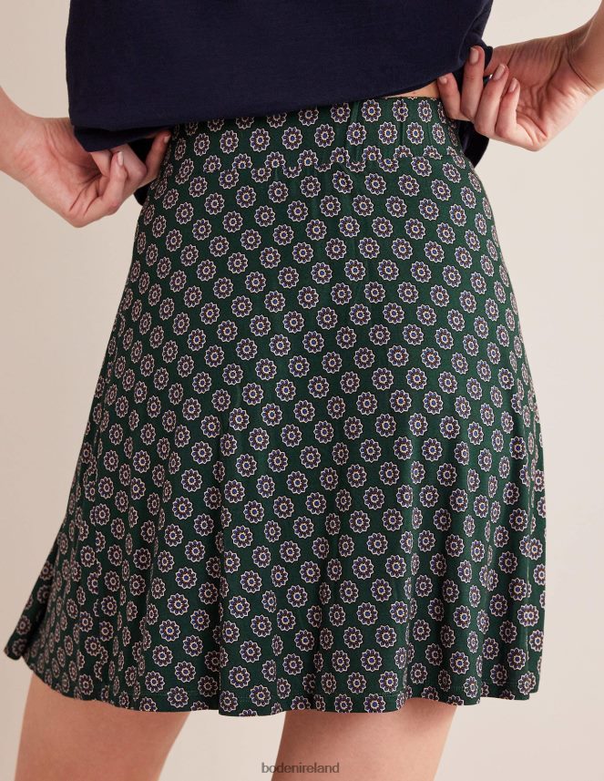 Green & Sunflower Geo Clothing Jersey Wrap Mini Skirt Boden Women L466L61573