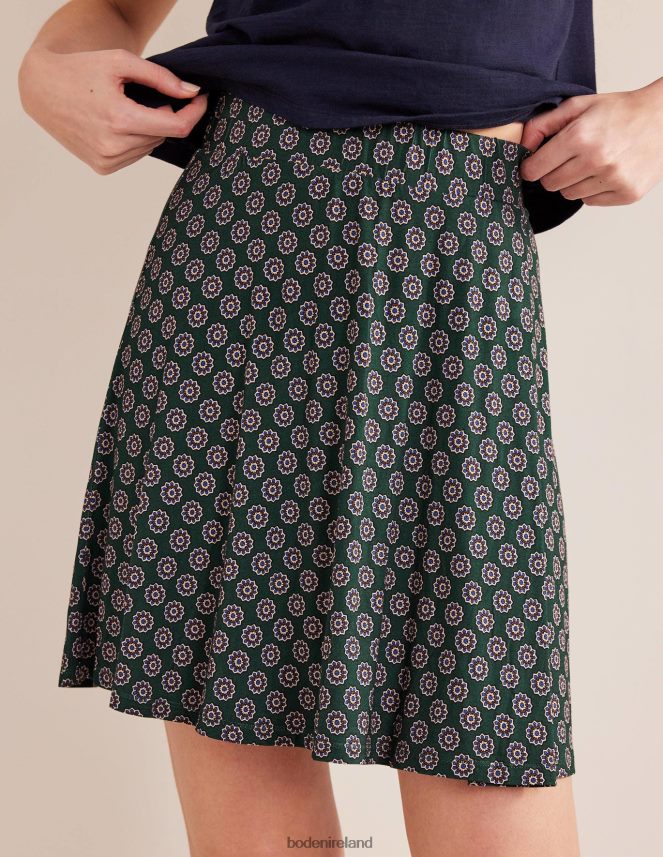 Green & Sunflower Geo Clothing Jersey Wrap Mini Skirt Boden Women L466L61573