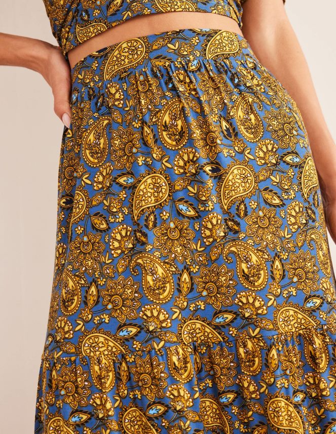 Harvest Gold & Paisley Terrace Clothing Jersey Maxi Skirt Boden Women L466L6988