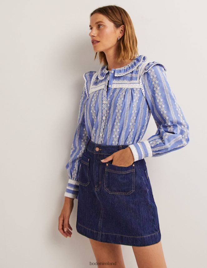 Indigo Denim Clothing Patch Pocket Denim Mini Skirt Boden Women L466L62405