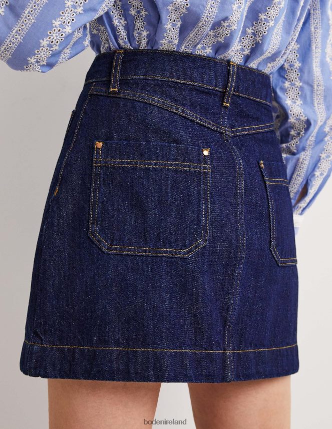 Indigo Denim Clothing Patch Pocket Denim Mini Skirt Boden Women L466L62405