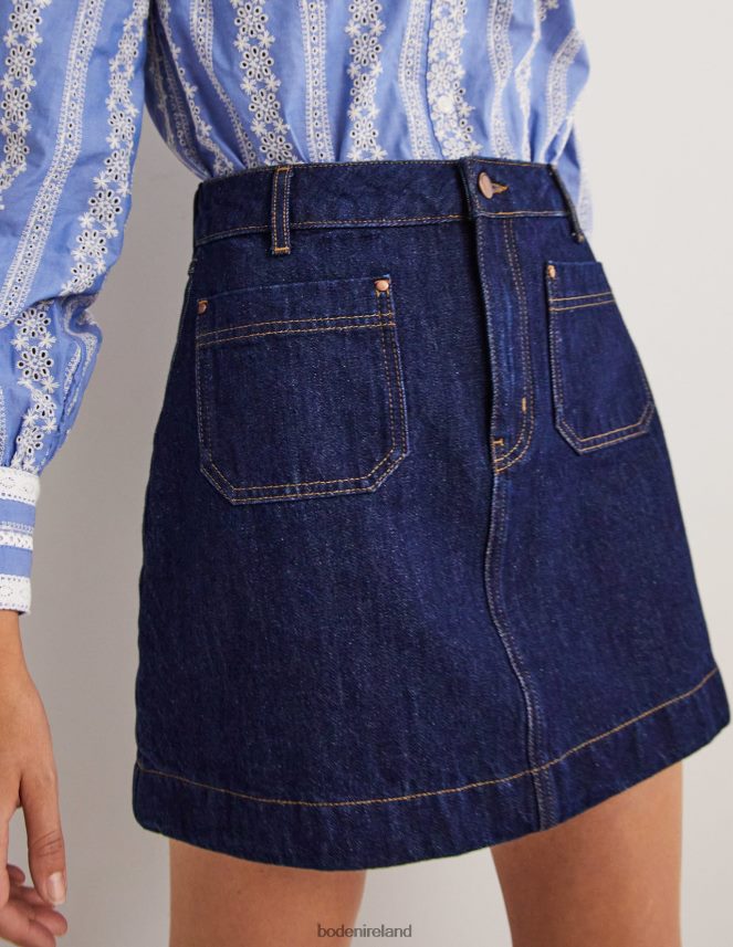 Indigo Denim Clothing Patch Pocket Denim Mini Skirt Boden Women L466L62405