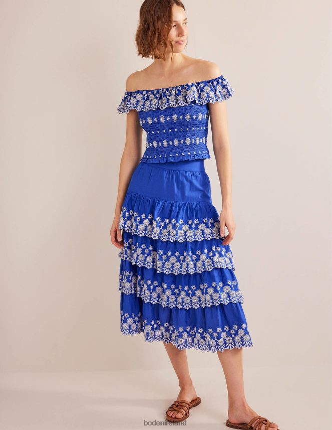 Island Blue Clothing Multi Tiered Broderie Skirt Boden Women L466L61060
