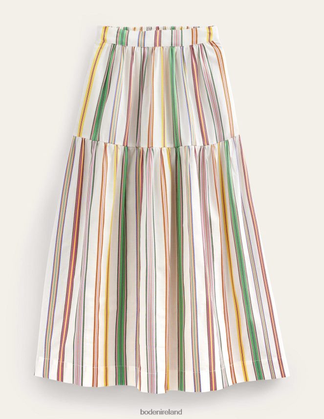 Ivory & Multi Stripe Clothing Striped Cotton Maxi Skirt Boden Women L466L61042