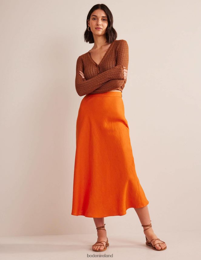 KUMQUAT Clothing Bias Linen Midi Skirt Boden Women L466L61543