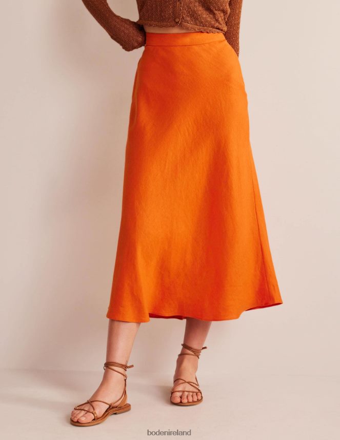 KUMQUAT Clothing Bias Linen Midi Skirt Boden Women L466L61543