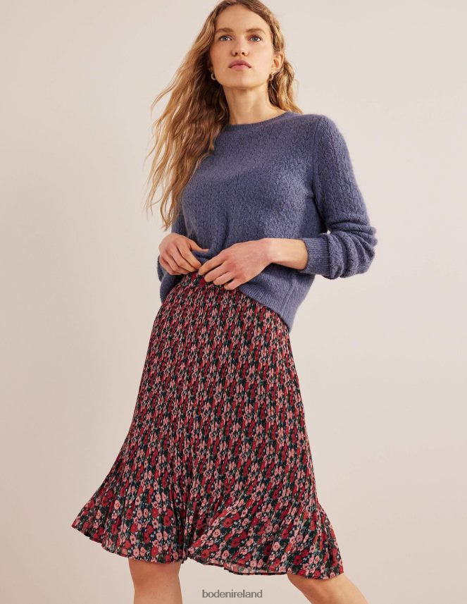 Multi & Abstract Poppy Small Clothing Knee Length Plisse Skirt Boden Women L466L61023