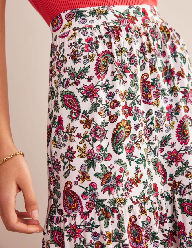 Multi & Dandelion Paisley Clothing Jersey Maxi Skirt Boden Women L466L61053