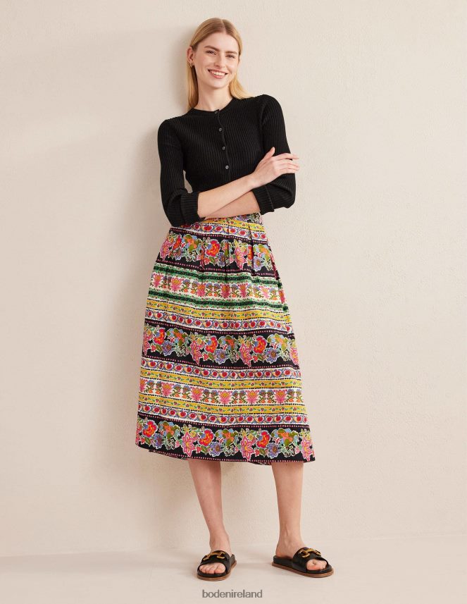 Multi & Tapestry Stripe Clothing Pleated Full Midi Skirt Boden Women L466L62225