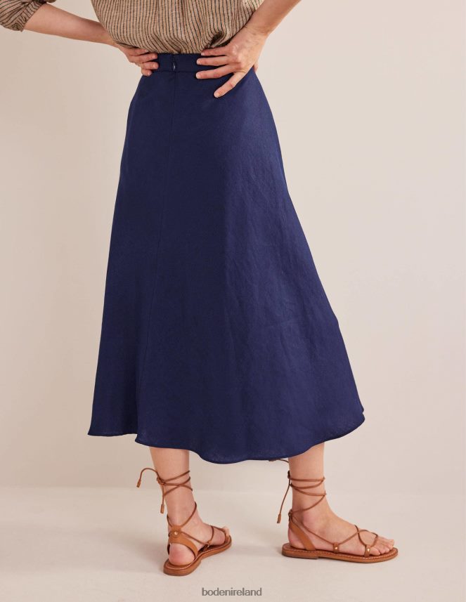 Navy Clothing Bias Linen Midi Skirt Boden Women L466L61069