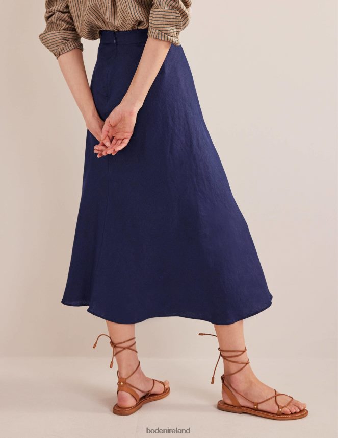 Navy Clothing Bias Linen Midi Skirt Boden Women L466L61069
