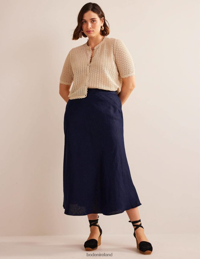 Navy Clothing Bias Linen Midi Skirt Boden Women L466L61069