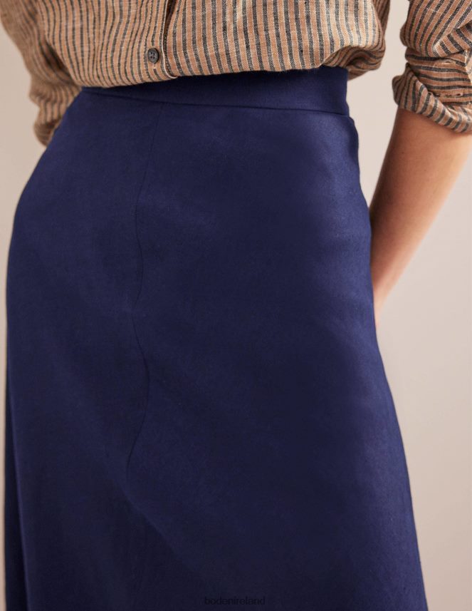 Navy Clothing Bias Linen Midi Skirt Boden Women L466L61069