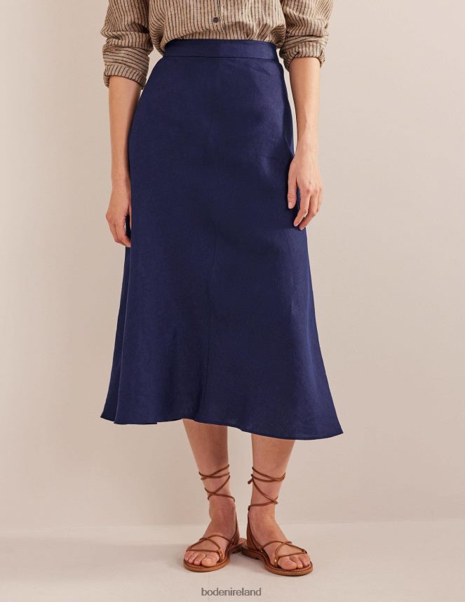 Navy Clothing Bias Linen Midi Skirt Boden Women L466L61069